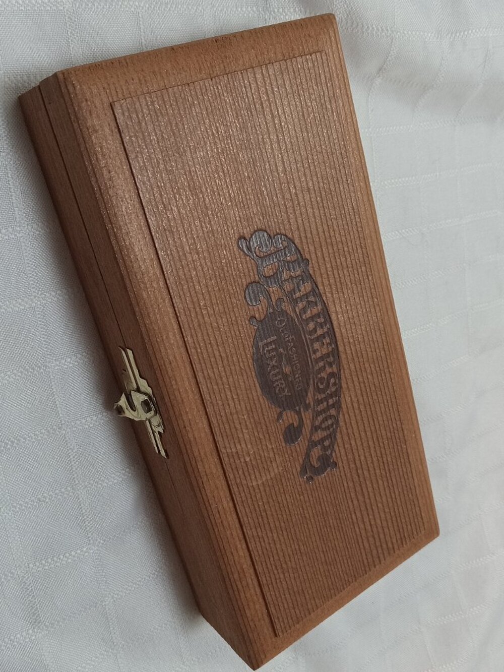 Vintage wood barbershop storage box